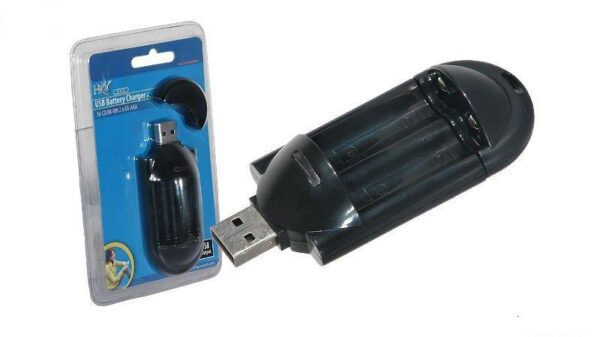 Cargador de pilas portátil USB 2xAA/AAA negro, OA8198