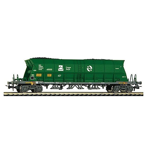 Electrotren H0 vagón tolva de Cargas RENFE, verde, con carga de carbón.
