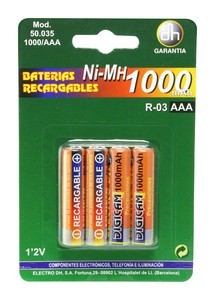 Bateria 1000mA AAA Ni-Mh., dh50035-1000AAA